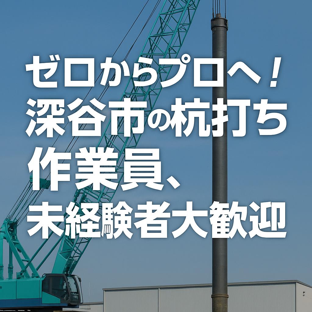 ゼロからプロへ！深谷市の杭打ち作業員、未経験者大歓迎