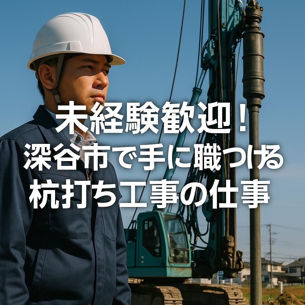 未経験歓迎！深谷市で手に職つける杭打ち工事の仕事