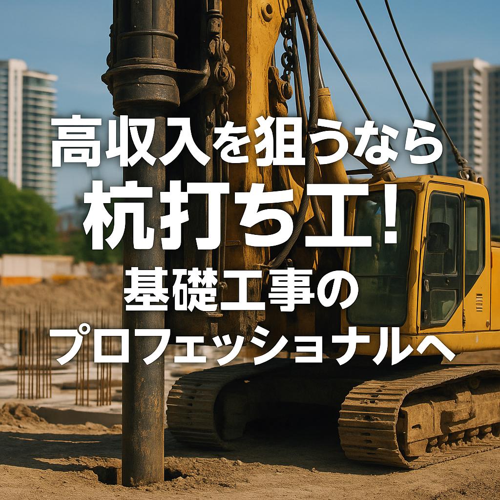高収入を狙うなら杭打ち工！基礎工事のプロフェッショナルへ