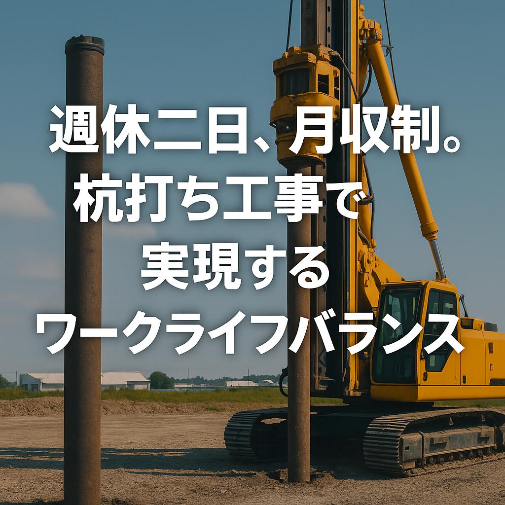 週休二日、月収制。杭打ち工事で実現するワークライフバランス