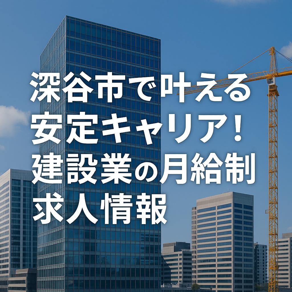 深谷市で叶える安定キャリア!建設業の月給制求人情報