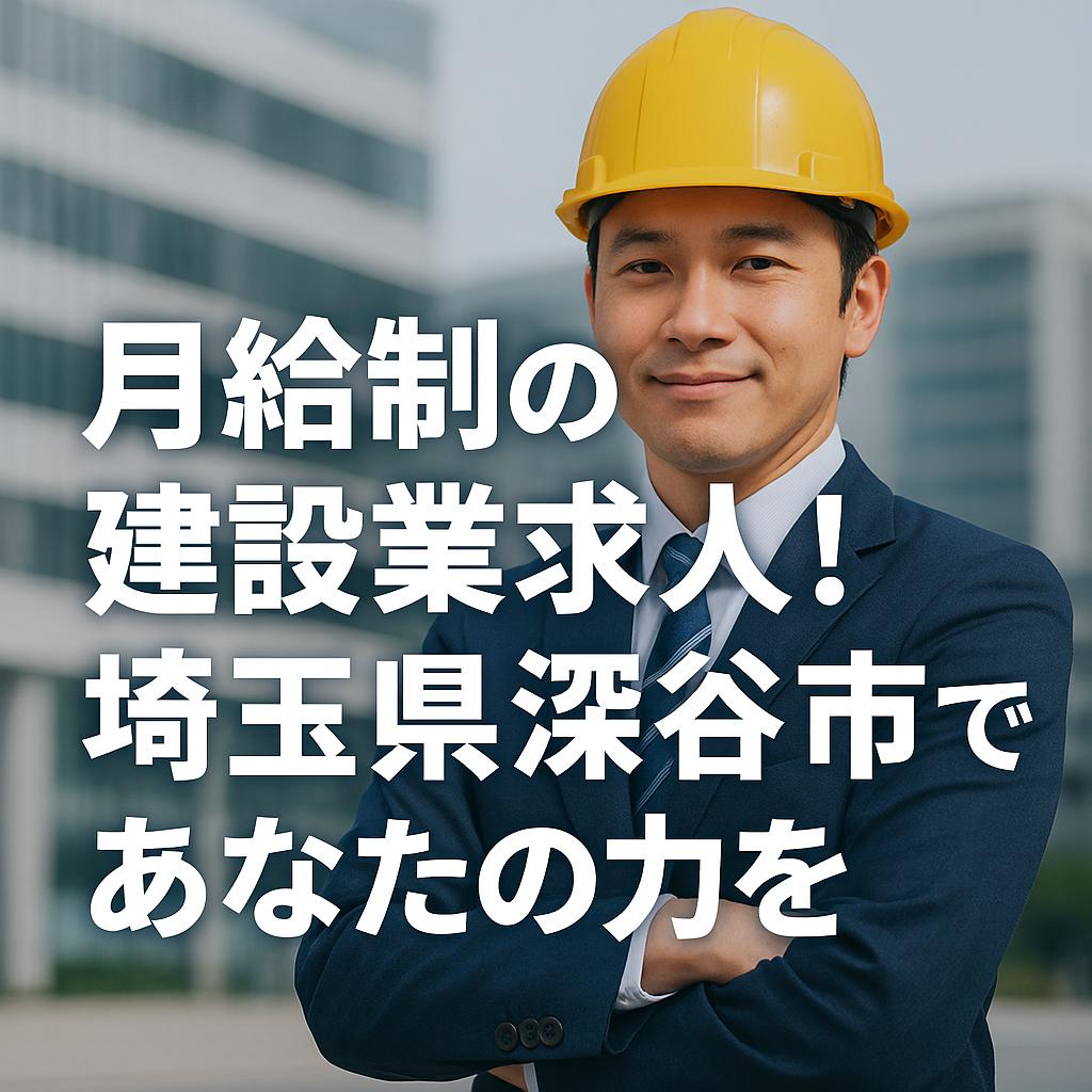 月給制の建設業求人!埼玉県深谷市であなたの力を