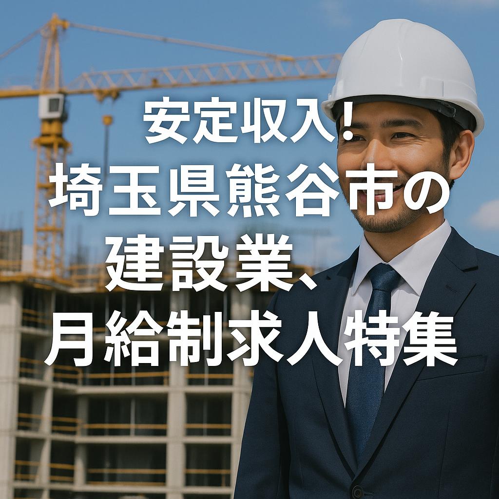 安定収入!埼玉県熊谷市の建設業、月給制求人特集