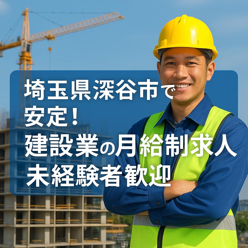 埼玉県深谷市で安定！建設業の月給制求人、未経験者歓迎