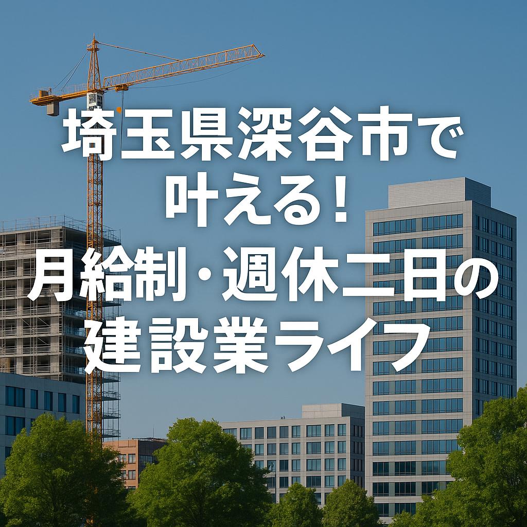 埼玉県深谷市で叶える!月給制・週休二日の建設業ライフ
