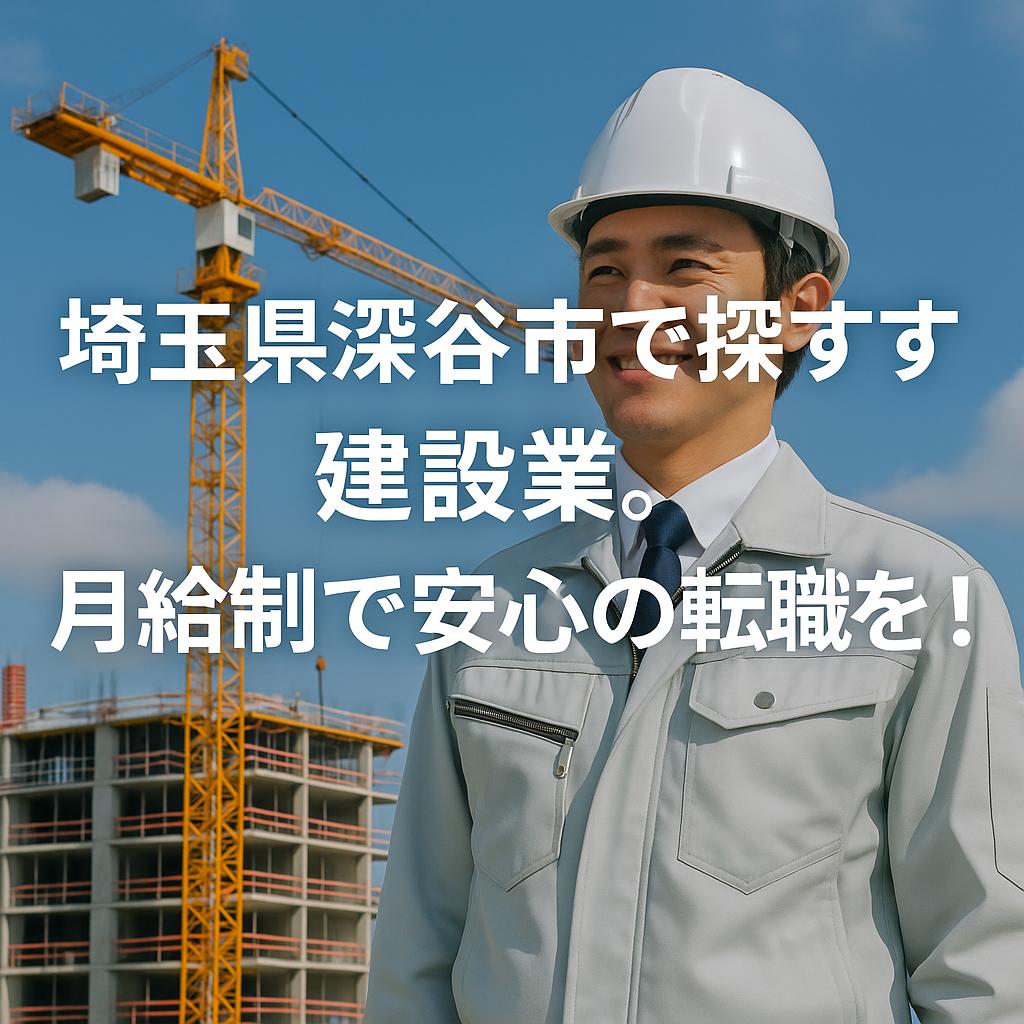 埼玉県深谷市で探す建設業。月給制で安心の転職を!