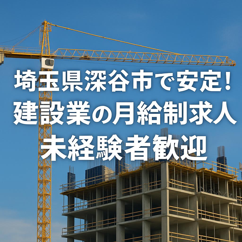埼玉県深谷市で安定!建設業の月給制求人、未経験者歓迎