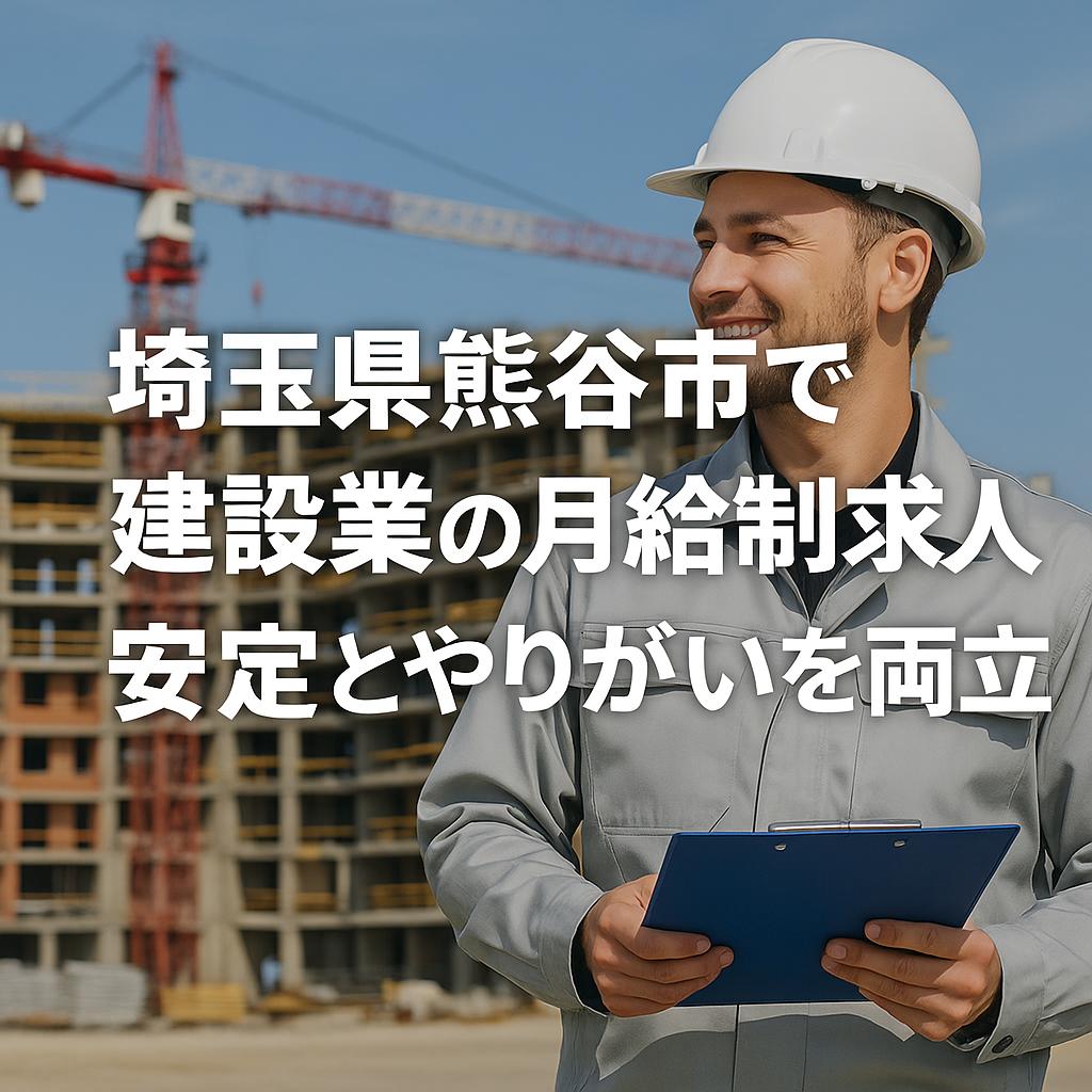 埼玉県熊谷市で建設業の月給制求人！安定とやりがいを両立