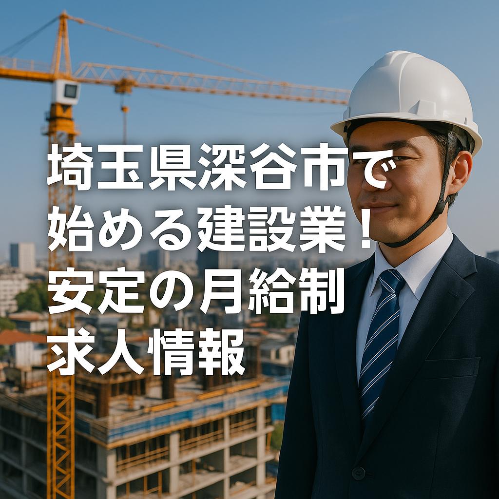 埼玉県深谷市で始める建設業!安定の月給制求人情報