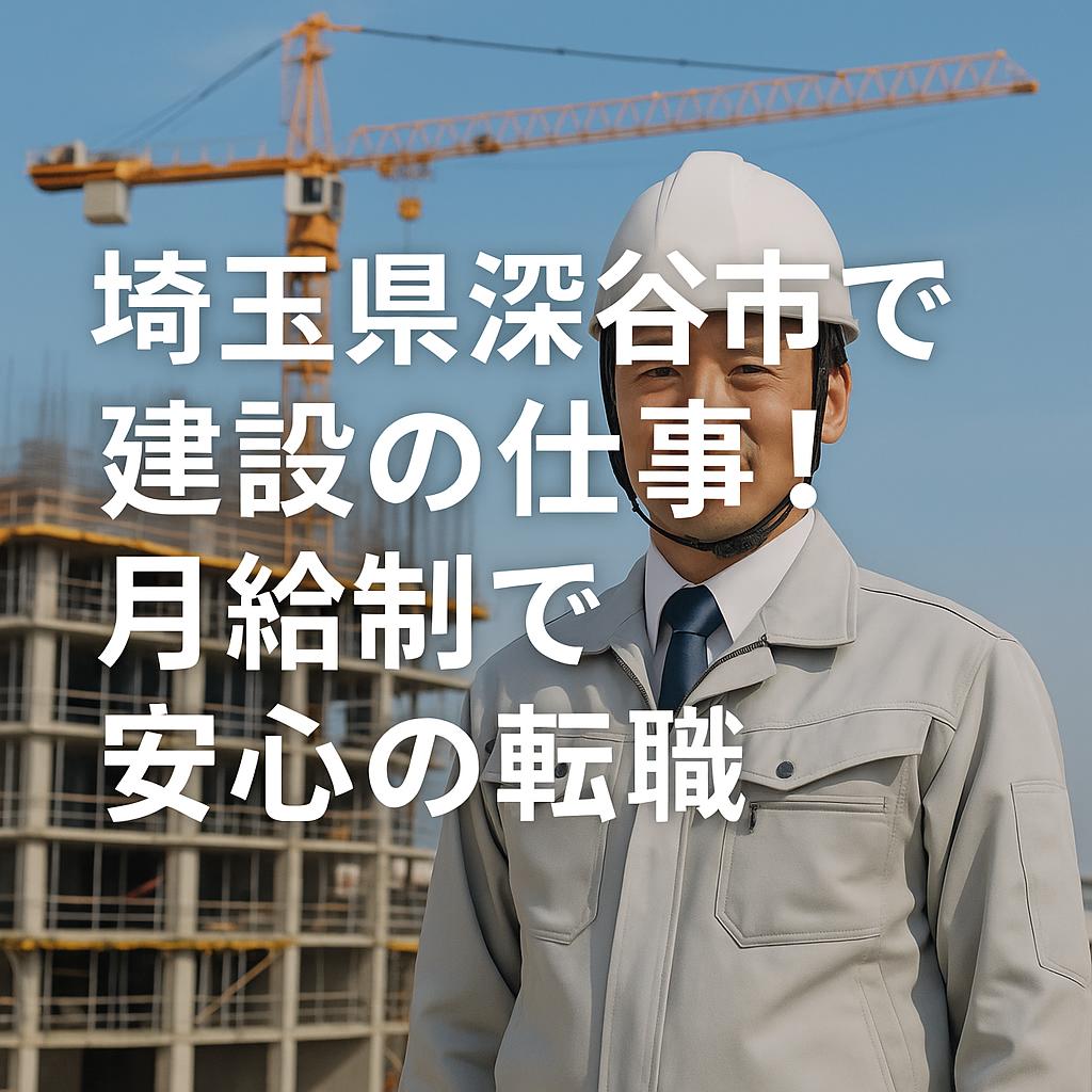 埼玉県深谷市で建設の仕事!月給制で安心の転職