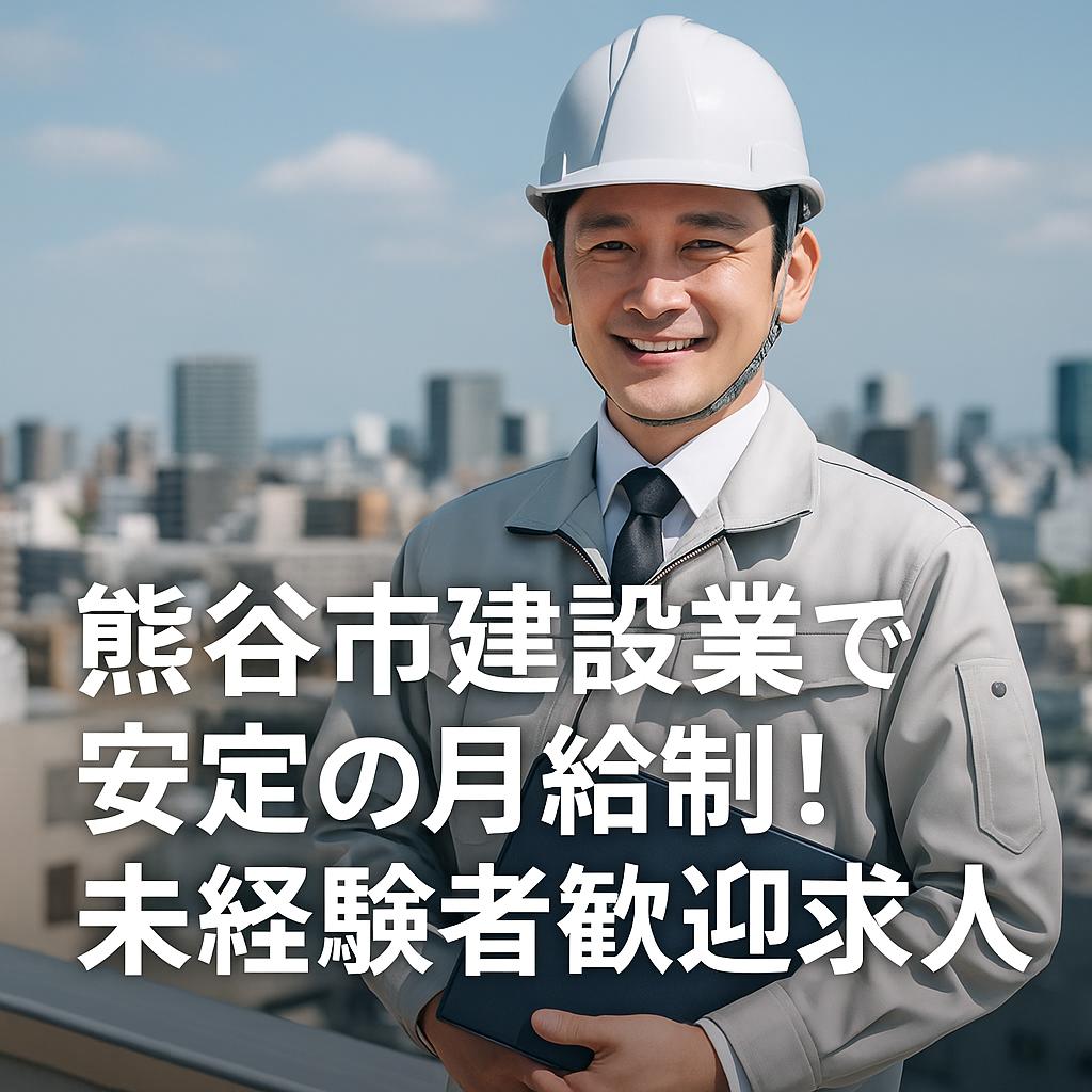 熊谷市建設業で安定の月給制!未経験者歓迎求人
