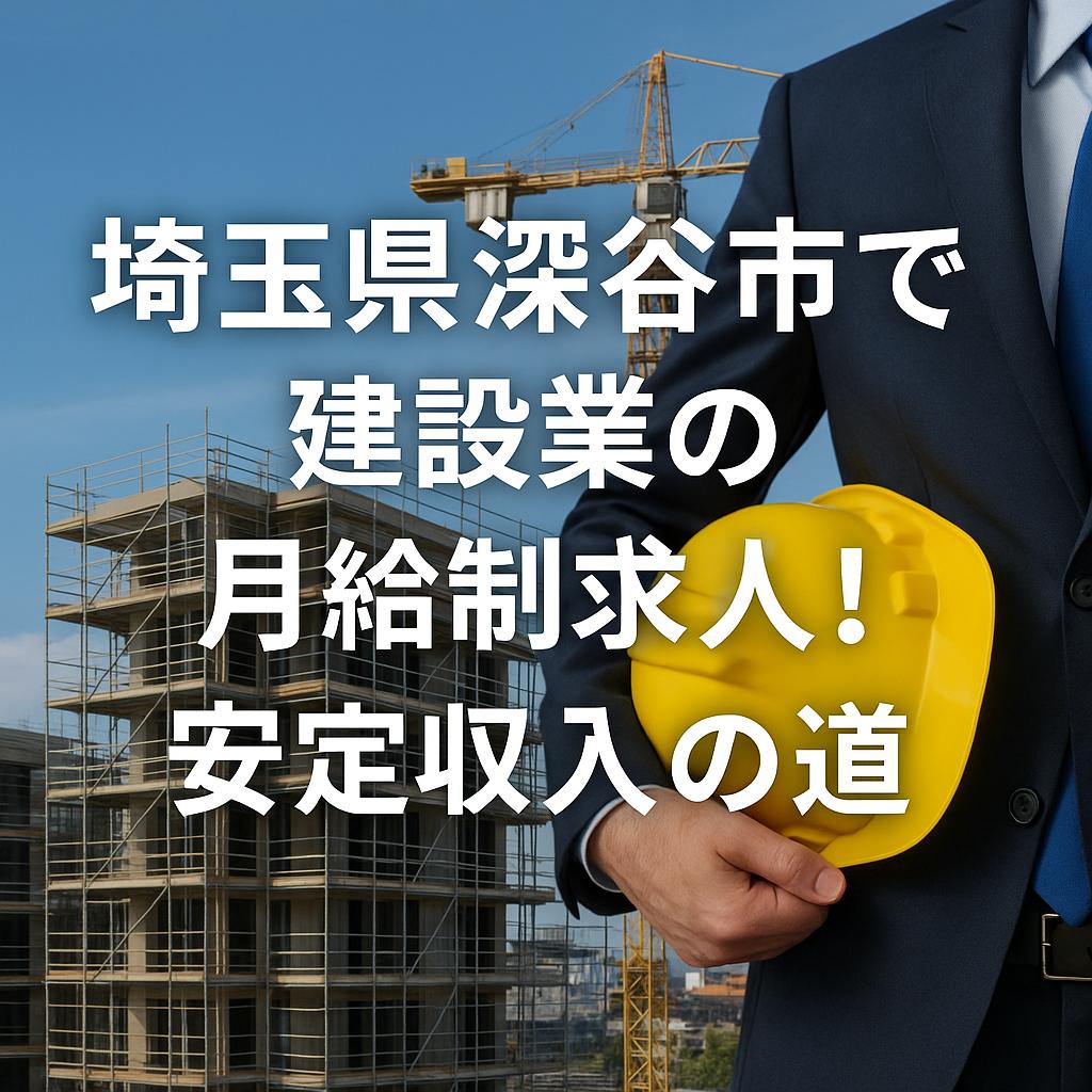 埼玉県深谷市で建設業の月給制求人!安定収入の道