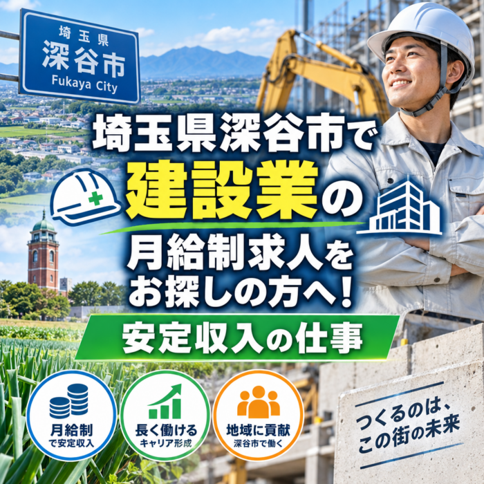 埼玉県深谷市で建設業の月給制求人をお探しの方へ！安定収入の仕事