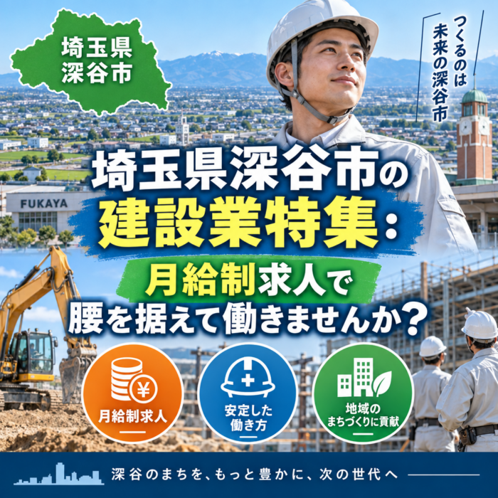 埼玉県深谷市の建設業特集：月給制求人で腰を据えて働きませんか？