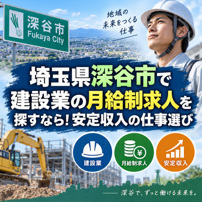 埼玉県深谷市で建設業の月給制求人を探すなら！安定収入の仕事選び